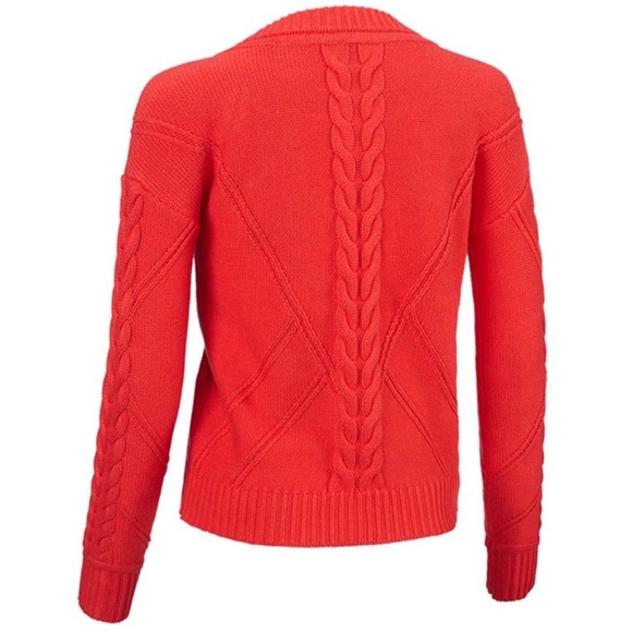 NWT- Cabi bold & modern cable cardigan, citrus color / red-orange in size small - Picture 3 of 4